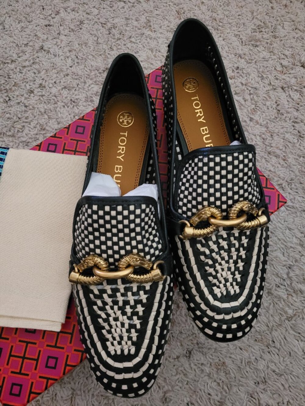NIB Tory Burch Jessa Woven Loafer Goat Leather - 8.5